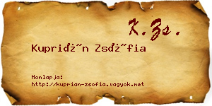 Kuprián Zsófia névjegykártya